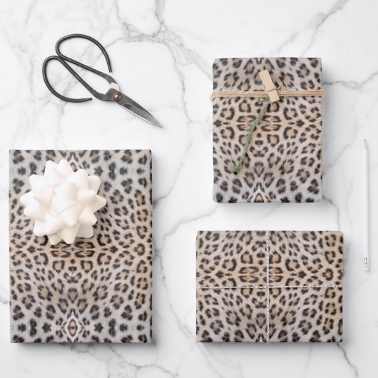 Stilvolle Leoparden-Hautfell-Muster chic Geschenkpapier Set (Vorderseite)