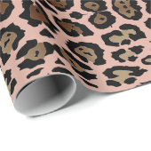 Stilvolle Leopardendrucke, braun und staubig, rosa Geschenkpapier (Rolleneckpunkt)