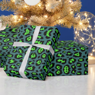 Stilvolle Leopardendruckerei neon grün aquamarin t Geschenkpapier