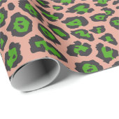 Stilvolle Leopardenmuster, grüner Lachs Geschenkpapier (Rolleneckpunkt)