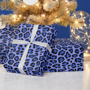 Stilvolle Leopardenmuster mit viel Spaß blau Geschenkpapier