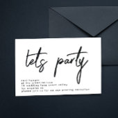 Stilvolle Let's Party Schwarz-weiß Hochzeitsempfeh Einladung