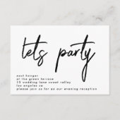 Stilvolle Let's Party Schwarz-weiß Hochzeitsempfeh Einladung (Vorderseite)