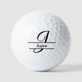 Stilvolle Letter J Monogram mit personalisierbarem Golfball (Vorderseite)