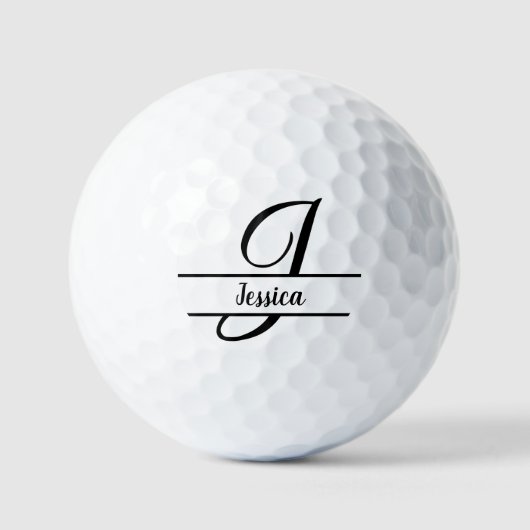 Stilvolle Letter J Monogram mit personalisierbarem Golfball (Vorderseite)