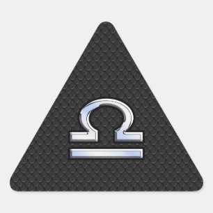 Stilvolle Libra Zodiac Sign Black Snake Skin Dekor Dreieckiger Aufkleber