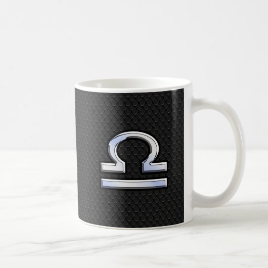 Stilvolle Libra Zodiac Sign Black Snake Skin Dekor Kaffeetasse (Rechts)