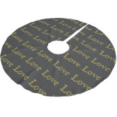 Stilvolle Liebe-Hochzeit in Gold Gray Polyester Weihnachtsbaumdecke (Schrägansicht)