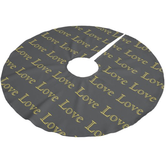 Stilvolle Liebe-Hochzeit in Gold Gray Polyester Weihnachtsbaumdecke (Schrägansicht)