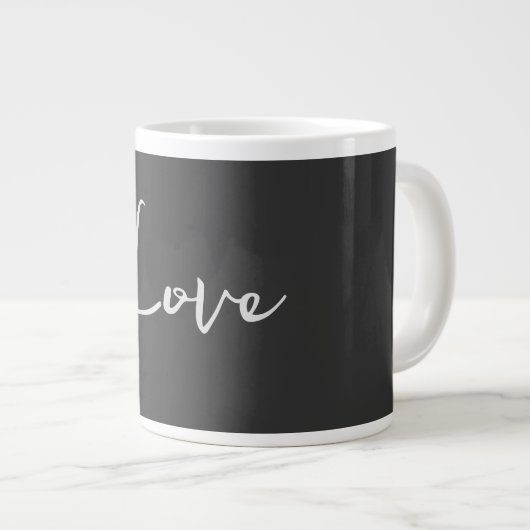 Stilvolle Liebe-Hochzeit mit grauem Hintergrund Jumbo-Tasse (Vorderseite Rechts)