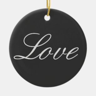 Stilvolle Liebe-Hochzeit mit grauem Hintergrund Keramik Ornament