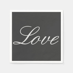 Stilvolle Liebe-Hochzeit mit grauem Hintergrund Serviette