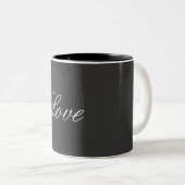 Stilvolle Liebe-Hochzeit mit grauem Hintergrund Zweifarbige Tasse (VorderseiteRechts)