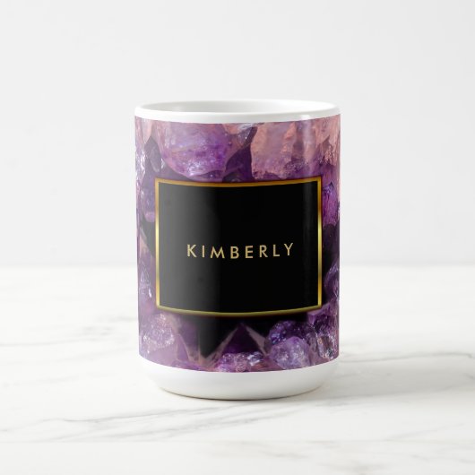 Stilvolle lila Amethystgeode mit Monogramm Kaffeetasse (Mittel)