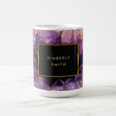 Stilvolle lila Amethystgeode mit Monogramm Kaffeetasse (Mittel)