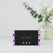 Stilvolle Lila Black Sparkling Diamonds Initials Visitenkarte (Stehend Vorderseite)