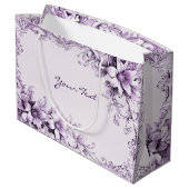 Stilvolle lila Blumen-Geschenktasche Große Geschenktüte (Rückseite Schrägansicht)