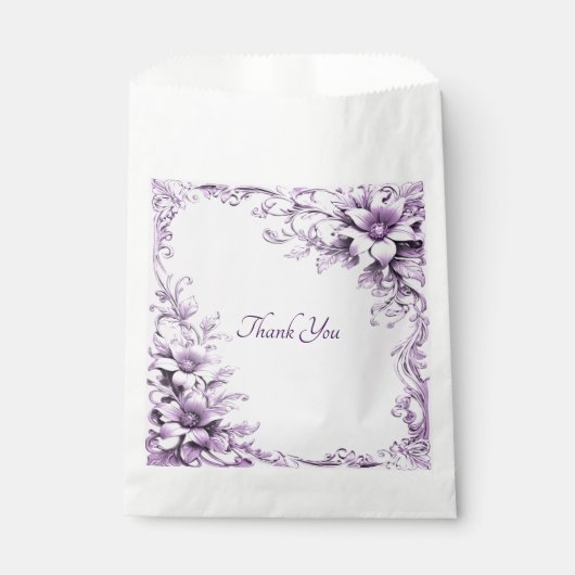 Stilvolle lila Blumen Geschenktüte Geschenktütchen (Vorderseite)