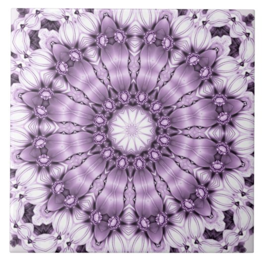 Stilvolle lila Blumen Keramikfliese (Vorderseite)