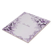 Stilvolle lila Blumen Keramikfliese (Seite)