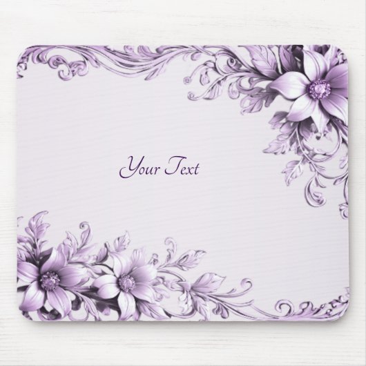 Stilvolle lila Blumen-Mauspad Mousepad (Vorne)