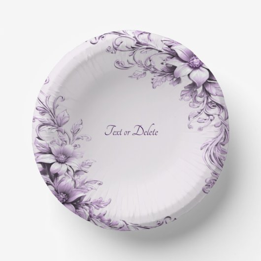 Stilvolle lila Blumen Pappteller (Vorderseite)
