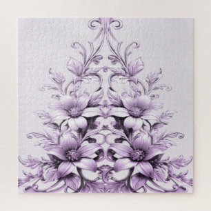 Stilvolle lila Blumen Puzzle
