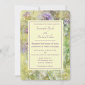 Stilvolle Lila Blumenhochzeit Einladung (Vorderseite)