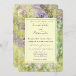 Stilvolle Lila Blumenhochzeit Einladung