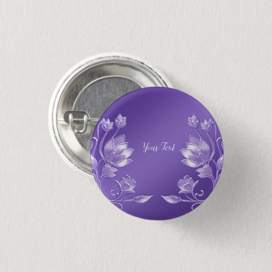 Stilvolle Lila Blumentaste Button (Vorne & Hinten)