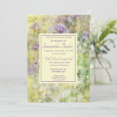 Stilvolle Lila Blüte Einladung (Stehend Vorderseite)