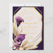 Stilvolle Lila Calla Lilly Floral Script Wedding Einladung (Vorderseite)