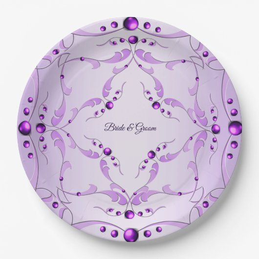 Stilvolle Lila Dekorationsplatte Pappteller (Vorderseite)