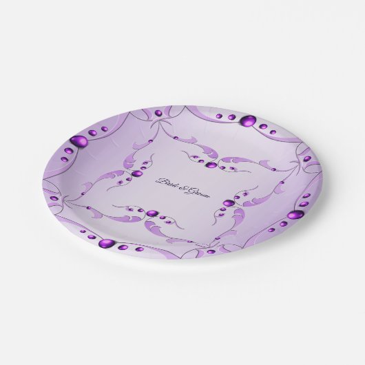 Stilvolle Lila Dekorationspolette Pappteller (Schrägansicht)