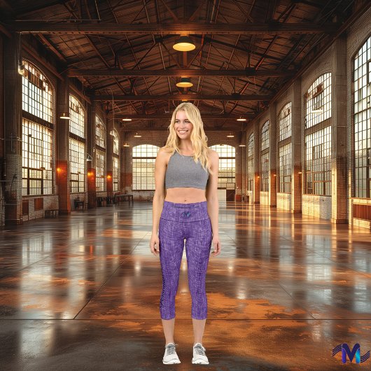 Stilvolle Lila Denim Textur, benutzerdefinierter T Capri Leggings