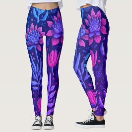 Stilvolle Lila Garden Sukkulents Blumenmuster Leggings