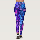 Stilvolle Lila Garden Sukkulents Blumenmuster Leggings (Rückseite)