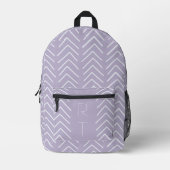 Stilvolle Lila geometrische Pfeile Monogramm-Initi Bedruckter Rucksack (Vorderseite)