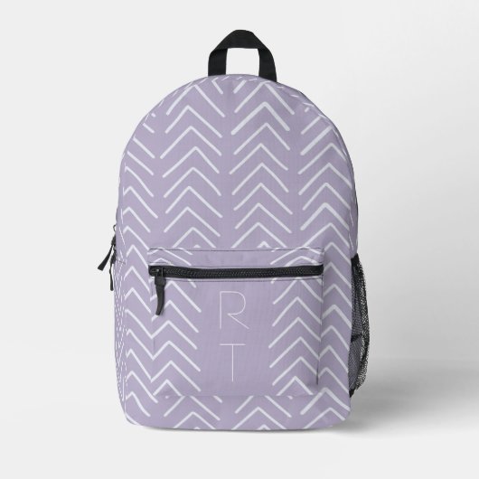 Stilvolle Lila geometrische Pfeile Monogramm-Initi Bedruckter Rucksack (Vorderseite)