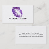 Stilvolle Lila Glitzer Lips Makeup Artist #2 Visitenkarte (Vorne/Hinten)