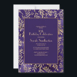 Stilvolle Lila Gold Blätter 16. Geburtstag Einladung<br><div class="desc">Elegantes und stilvolles,  tiefes lila mit goldenen Blätter Sweet 16 Geburtstagsfeier Einladung für Mädchen. Kontaktieren Sie uns für Hilfe bei der Anpassung oder um passende Produkte anzufordern.</div>