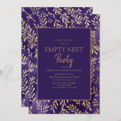 Stilvolle Lila Gold Blätter Leere Nest Party Einladung (Vorne/Hinten)