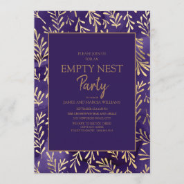 Stilvolle Lila Gold Blätter Leere Nest Party Einladung