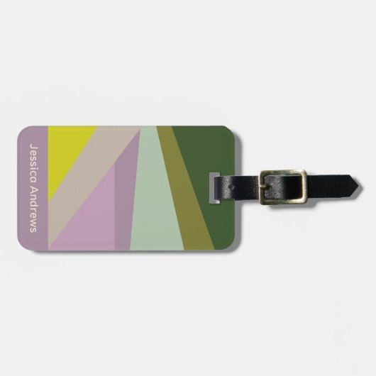 Stilvolle Lila grüne geometrische Personalisierte Gepäckanhänger (Vorderseite horizontal)