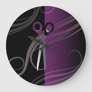 stilvolle lila Haarsalonuhr Große Wanduhr