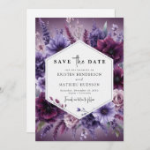 Stilvolle Lila Hochzeit mit Wasserfarbe Save The Date (Vorne/Hinten)