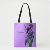 Stilvolle Lila Iris Wasserfarben Tasche (Vorderseite)