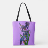 Stilvolle Lila Iris Wasserfarben Tasche (Rückseite)