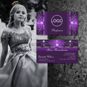 Stilvolle Lila Juwelen mit Logokombination Visitenkarte