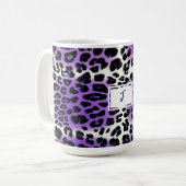 Stilvolle Lila Leopard Animal Print Personalisiert Kaffeetasse (Vorderseite Links)